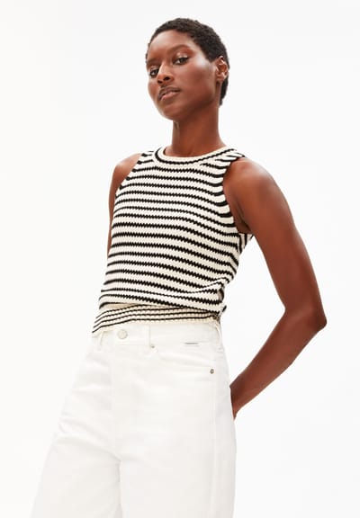 STRIPE KNIT TOP | undyed-black by ARMEDANGELS