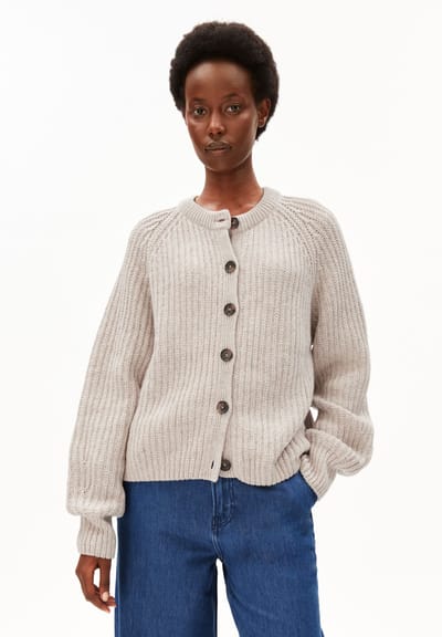 RIB KNIT CARDIGAN| honey melange by ARMEDANGELS