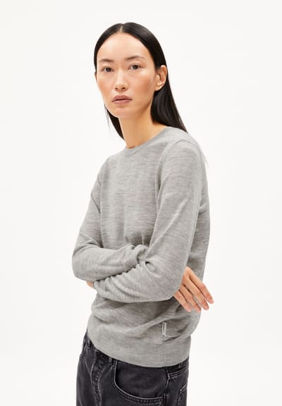 ELDIAA MERINO KNIT SWEATER | light grey melange by ARMEDANGELS