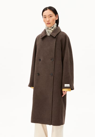 DOUBLE-BREASTED WOOL COAT | claystone melange by ARMEDANGELS
