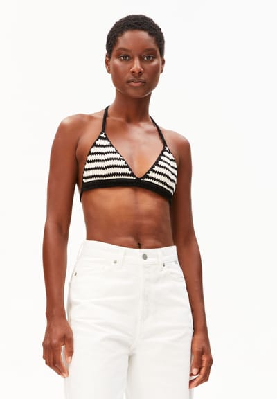 STRIPE BIKINI KNIT TOP | undyed-black by ARMEDANGELS