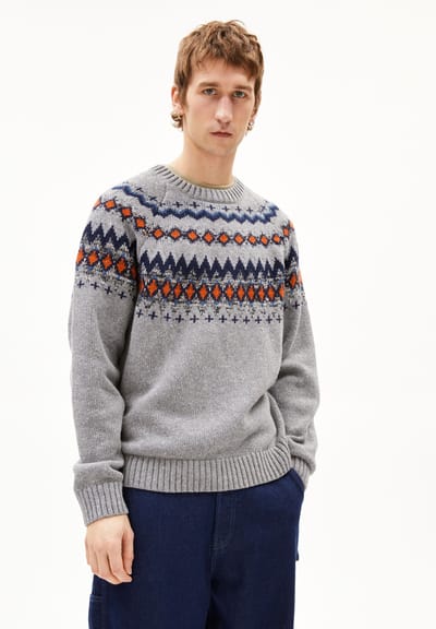 KAALLA FAIR ISLE| silver melange-dusty orange by ARMEDANGELS