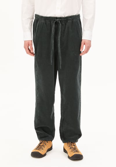 PULL-ON TAPERED CORD PANTS | space steel by ARMEDANGELS
