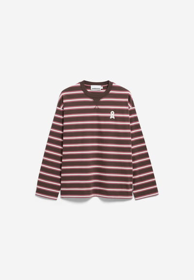 ICONIC Å FIETAA STRIPED LONG-SLEEVE SHIRT | claystone-oatmilk-velvet ember by ARMEDANGELS