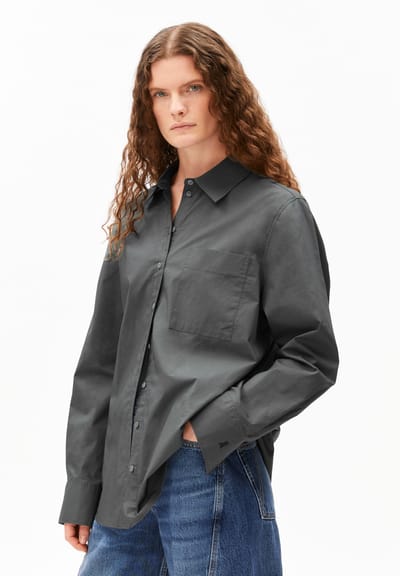 LOOSE POPLIN BLOUSE| space steel by ARMEDANGELS