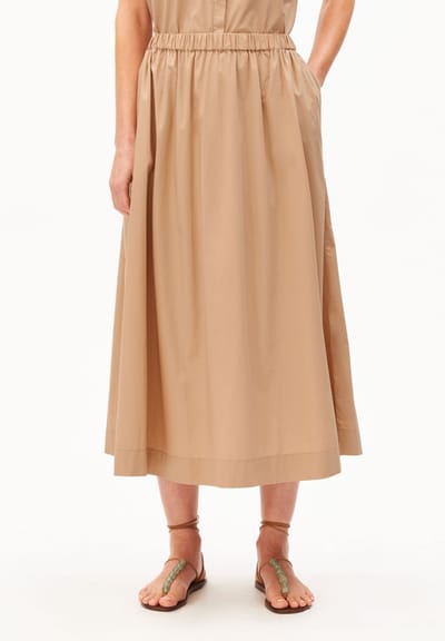 POPLIN A-LINE MIDI SKIRT | true camel by ARMEDANGELS