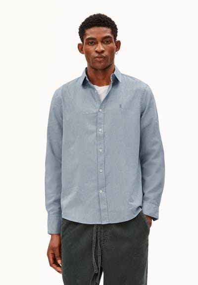 QUAASA LONG SLEEVE SHIRT | petrol velvet by ARMEDANGELS