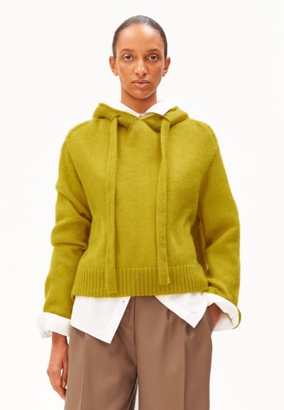 MOHAIR-BLEND KNITTED HOODIE | mosslace by ARMEDANGELS