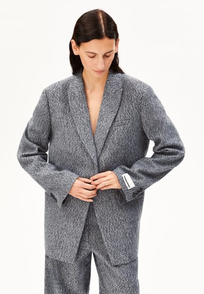 TWEED OVERSIZED BLAZER | mid grey melange-oatmilk by ARMEDANGELS