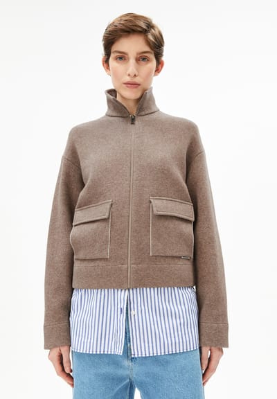 SHORT KNIT JACKET | cinnamon dust melange by ARMEDANGELS
