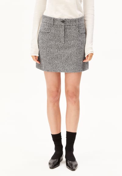 TWEED SKIRT | mid grey melange-oatmilk by ARMEDANGELS