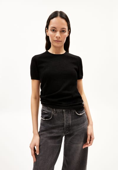 GUILIAA MERINO KNIT T-SHIRT | black by ARMEDANGELS