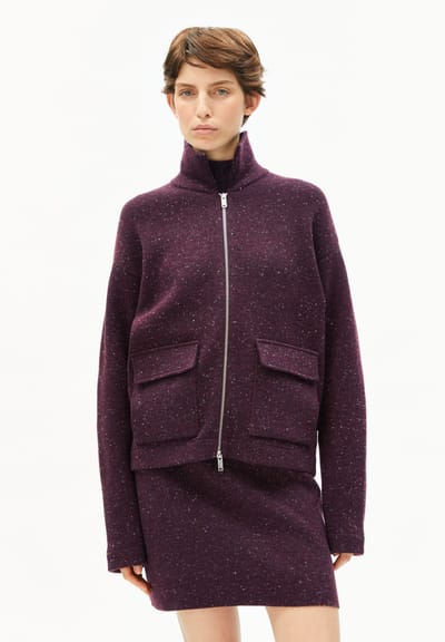 DOROTHEAA TWEED JACKET | dark cranberry by ARMEDANGELS