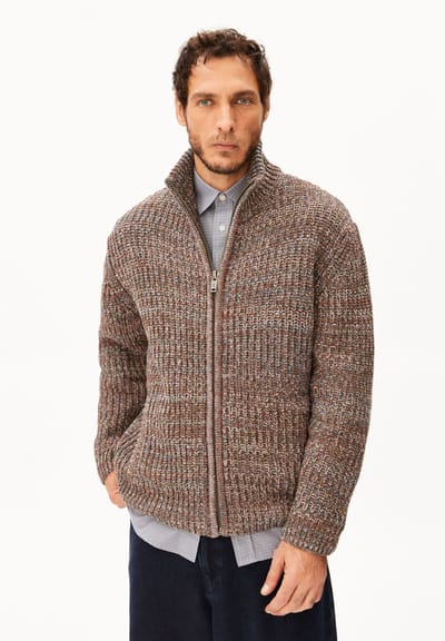 MOULINÉ KNIT CARDIGAN | earthshade tweed-dusty moon tweed by ARMEDANGELS