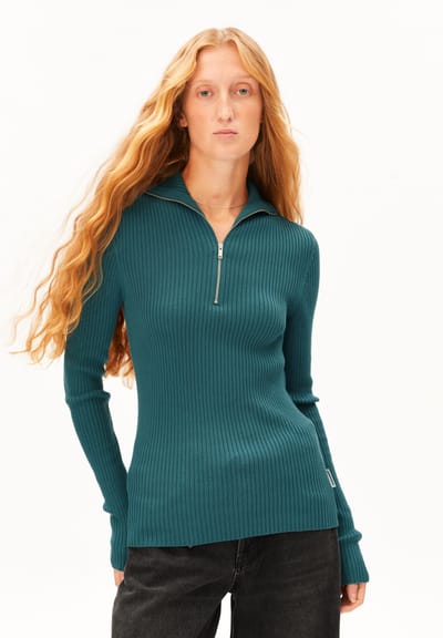 COTTON KNIT SWEATER | petrol velvet by ARMEDANGELS