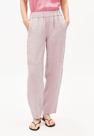 PURE LINEN PULL ON BARREL PANT | pink mist by ARMEDANGELS