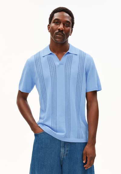 COTTON KNIT POLOSHIRT | wedgwood by ARMEDANGELS