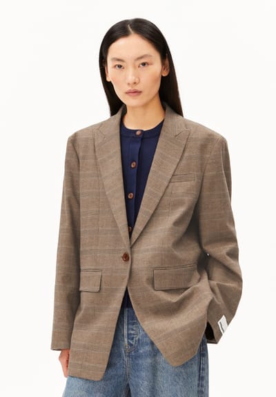 CHECKED OVERSIZED BLAZER | claystone - sand stone by ARMEDANGELS