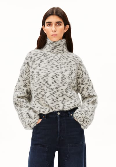 DOTTED MOHAIR-BLEND KNIT PULLOVER | oatmilk-black by ARMEDANGELS