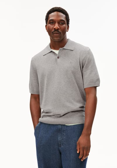 SHORTSLEEVE KNIT POLOSHIRT | silver melange by ARMEDANGELS