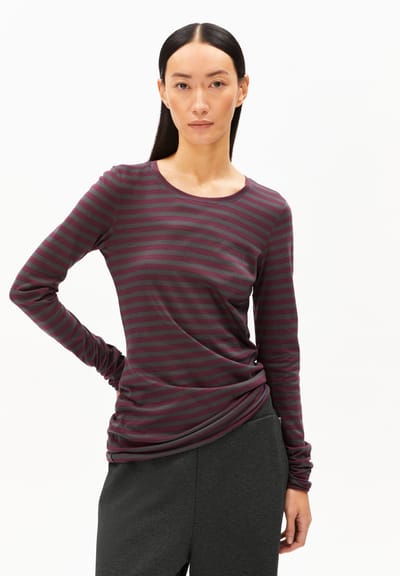 EINIAARA STRIPE LONGSLEEVE| dark cranberry-dark steel by ARMEDANGELS