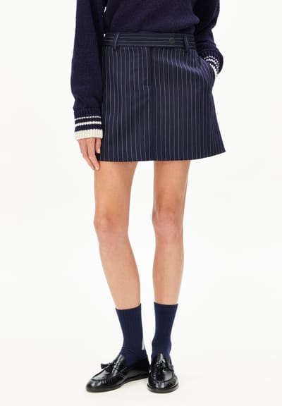 PINSTRIPE MINI SKIRT | night sky-white by ARMEDANGELS