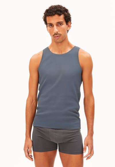JAANNO RIB TANK TOP | blue stone by ARMEDANGELS