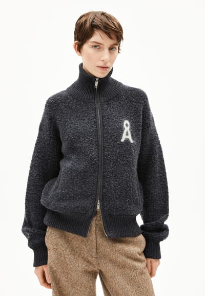 ICONIC Å BOUCLÉ KNIT JACKET| steel melange-oatmilk by ARMEDANGELS