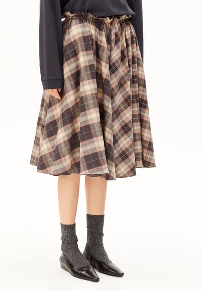 PATCHED CHECKED CIRCULAR SKIRT | moonshadow-sandstone by ARMEDANGELS