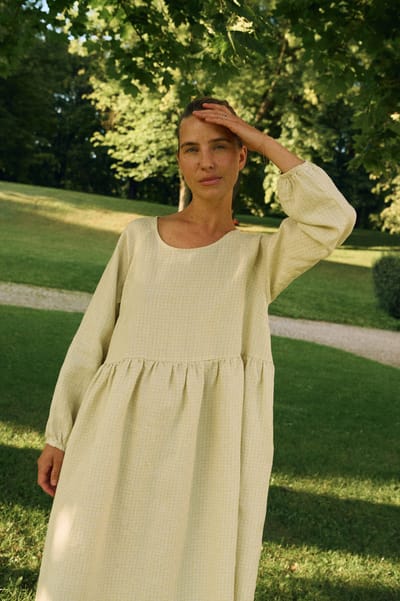 Maxi Linen Checks Dress Margo by LinenFox