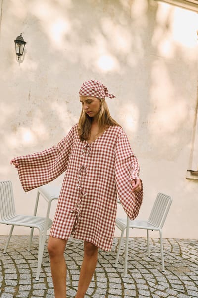 Mini Gingham Linen Dress – Luise by LinenFox