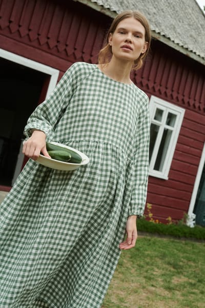 Gingham Maxi Linen Dress – Margo by LinenFox