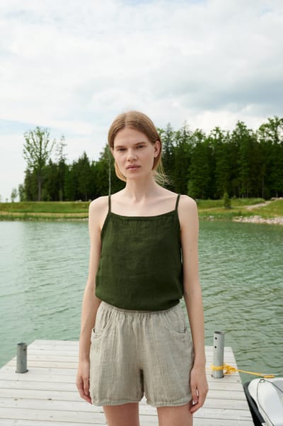 Stella Waffle Linen Top by LinenFox