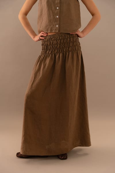 Linen Maxi Skirt with Smocked Waist – Daisy by LinenFox