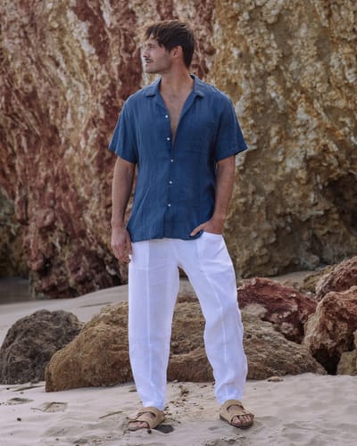Men's linen pants TRUCKEE in White by MagicLinen