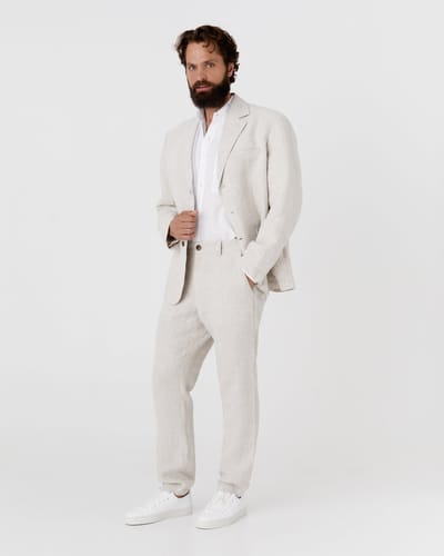 Heavyweight linen men's pants MORCOTE in Natural melange by MagicLinen