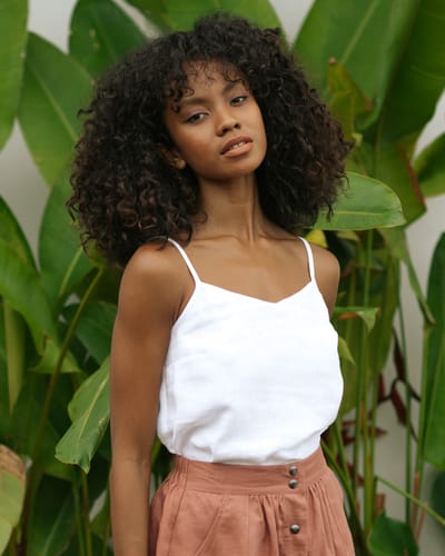 Spaghetti strap linen top ZION in White by MagicLinen
