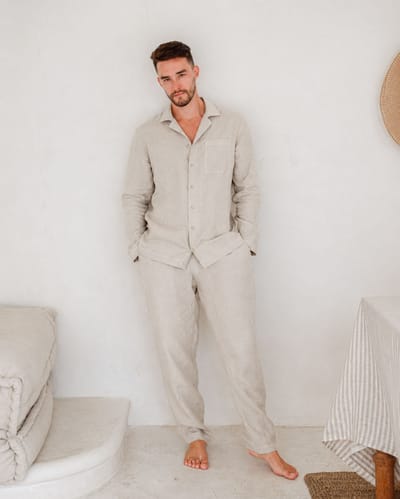 Men's linen pajama set VIGO in Natural flax by MagicLinen