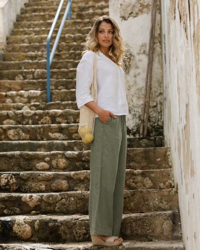 Linen Pants CURACAO in Mist green by MagicLinen