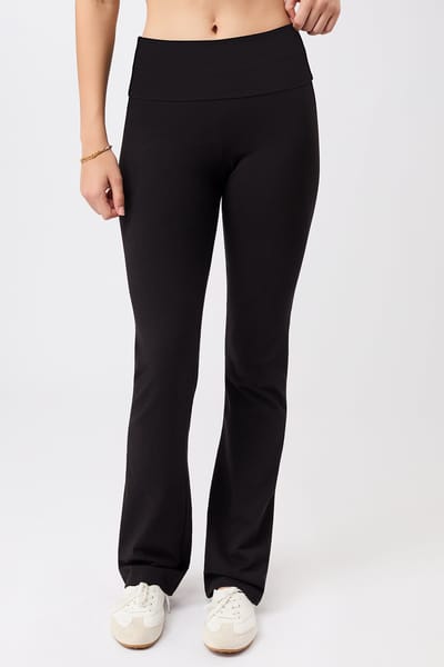 Legging Roll-Down Flared- Black, GOTS by Mandala