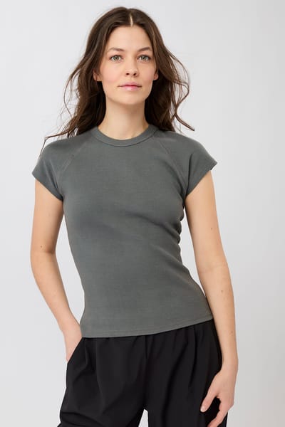Slim Fit Ribbed Tee - Nox, GOTS by Mandala
