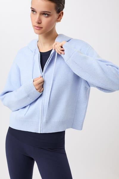 Knitted Hoodie Jacket - Halycon-Blue by Mandala