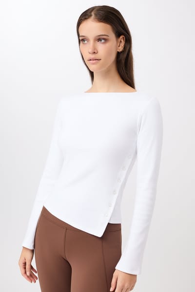 Side Button Longsleeve - White, GOTS by Mandala