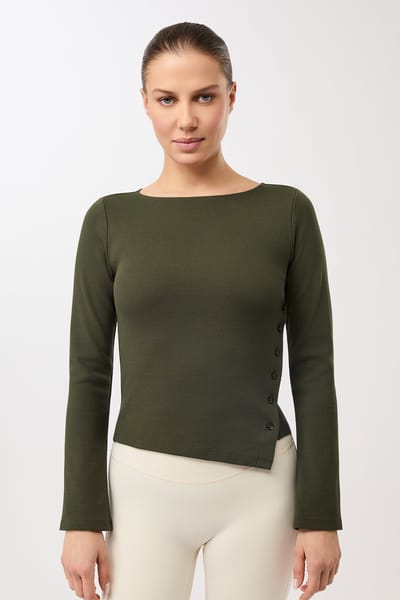 Side Button Longsleeve - Leaf, GOTS by Mandala