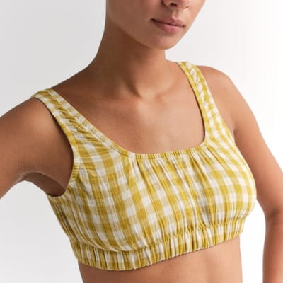 Organic Gauze Gingham Cropped Top by MATE the Label