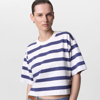 Organic Structured Cotton Striped Cropped Tee by MATE the Label