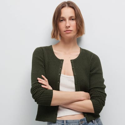Organic Waffle Crew Cardigan by MATE the Label