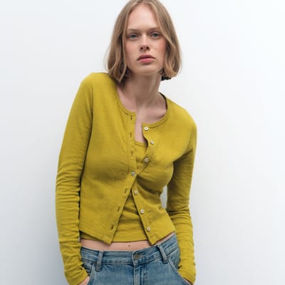 Organic Pointelle Cardigan by MATE the Label