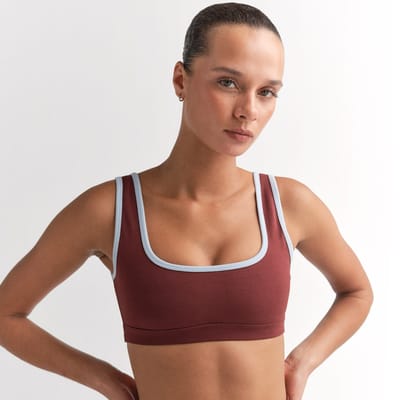 Organic Stretch Contrast Square Neck Sports Bra by MATE the Label