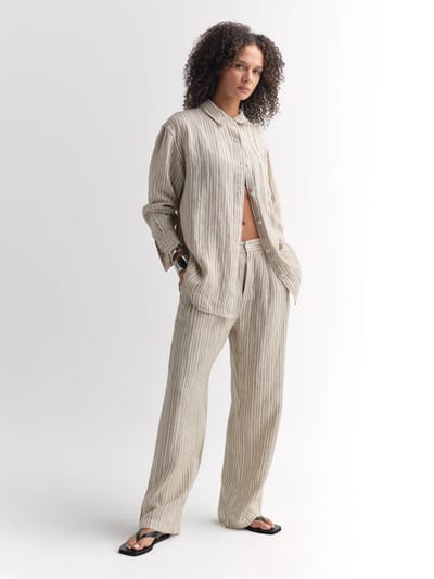 Organic Linen Striped Pleated Pant by MATE the Label